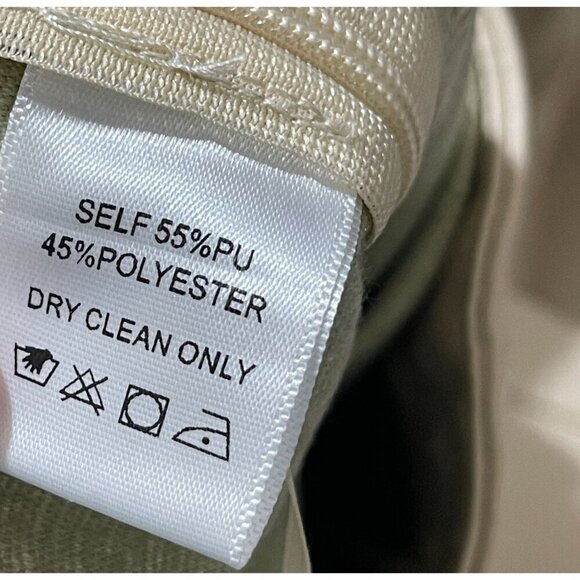 AEMI + Co Vegan Leather Pants Cream Side Zip Trouser Flare Cropped Size L Large - Picture 5 of 5